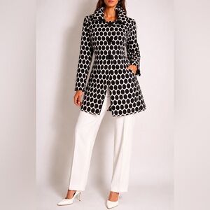 Peter Nygard Black and White Polka Dot Trench Coat